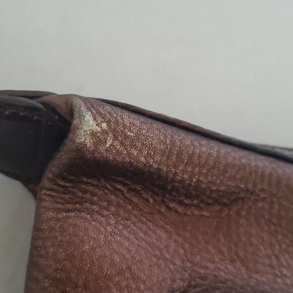 BRIGHTON Metallic Bronze Leather Small Hobo Bag‎ - Picture 8 of 9